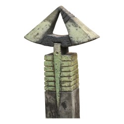 Japanese ceramic statue (Raku). Illegible signature.